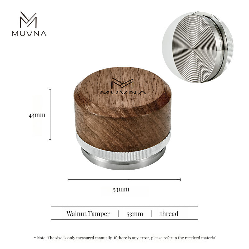 MUVNA Espresso Walnut Handle Stainless Steels Base Distributor Tamper