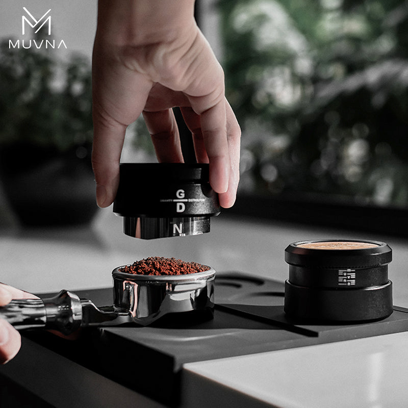 MUVNA Espresso Wooden Gravity Calibrated Tamper/Distributor