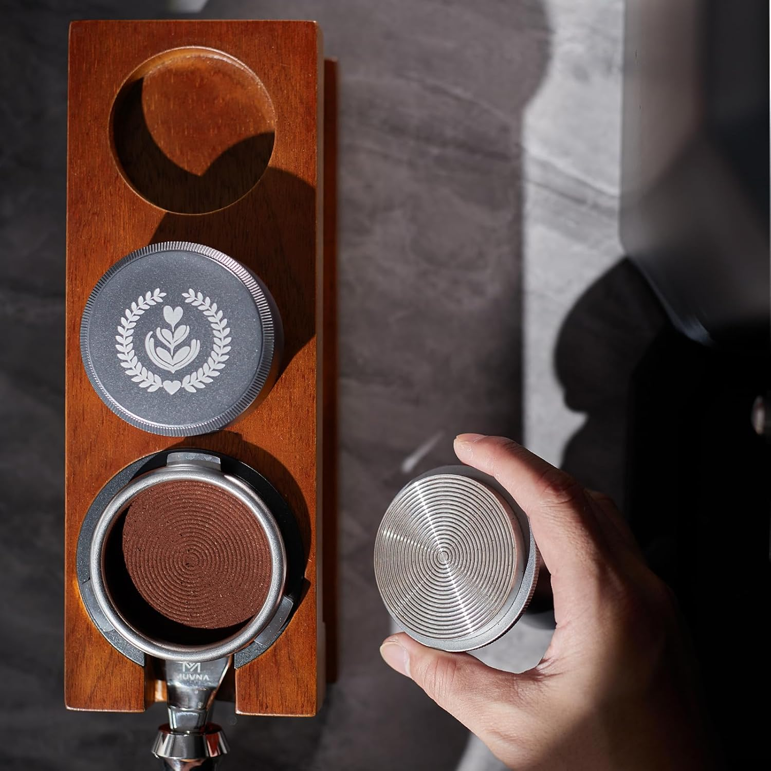 MUVNA Coffee Tamper Station Base Spring-loaded