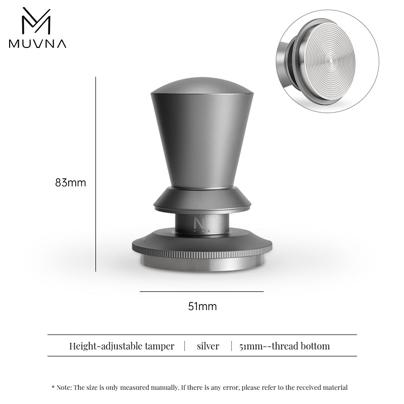 MUVNA Infinitely Adjustable Knob Espresso Powder Press