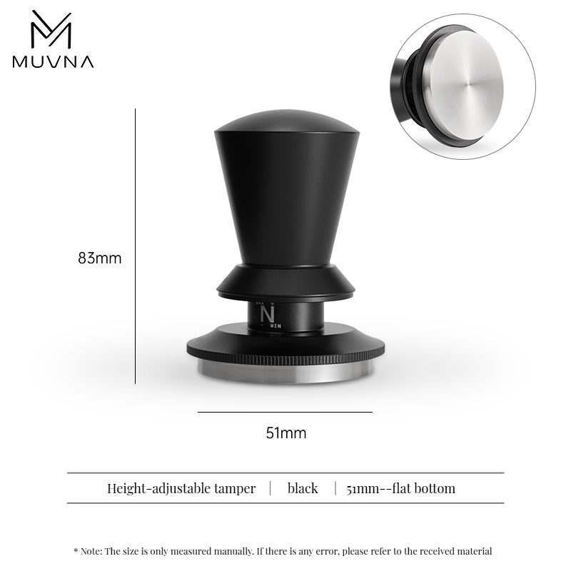MUVNA Infinitely Adjustable Knob Espresso Powder Press