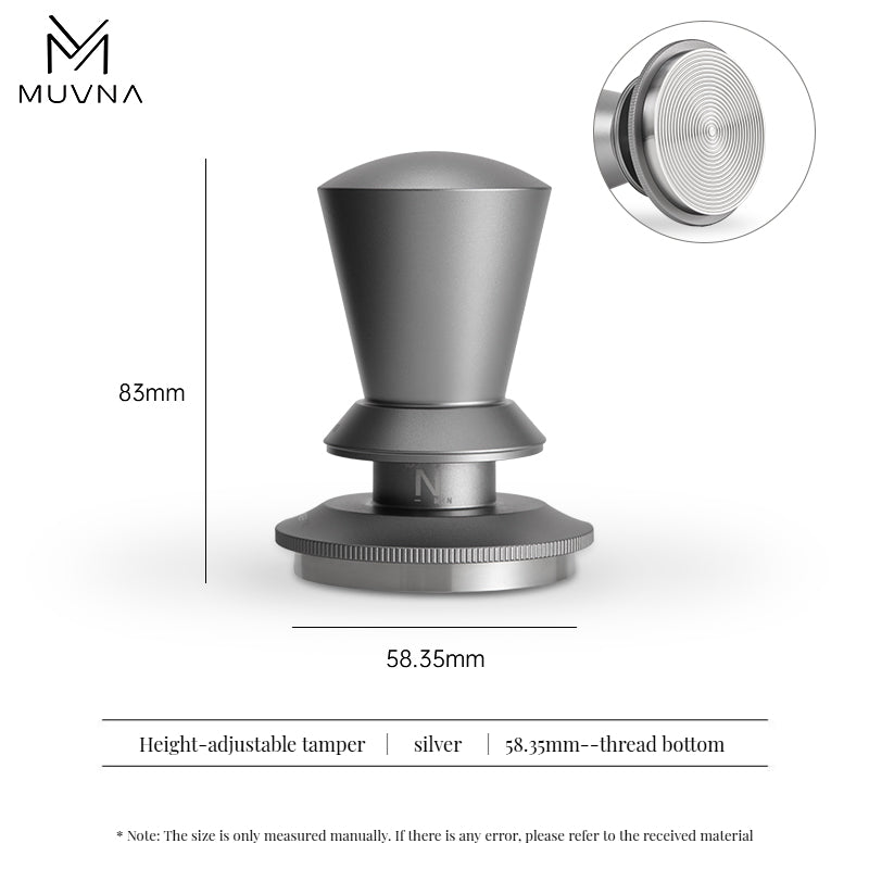 MUVNA Infinitely Adjustable Knob Espresso Powder Press