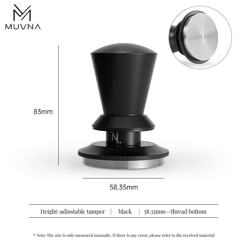 MUVNA Infinitely Adjustable Knob Espresso Powder Press