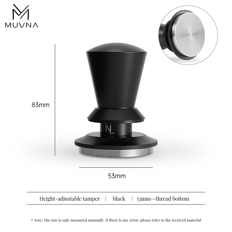 MUVNA Infinitely Adjustable Knob Espresso Powder Press