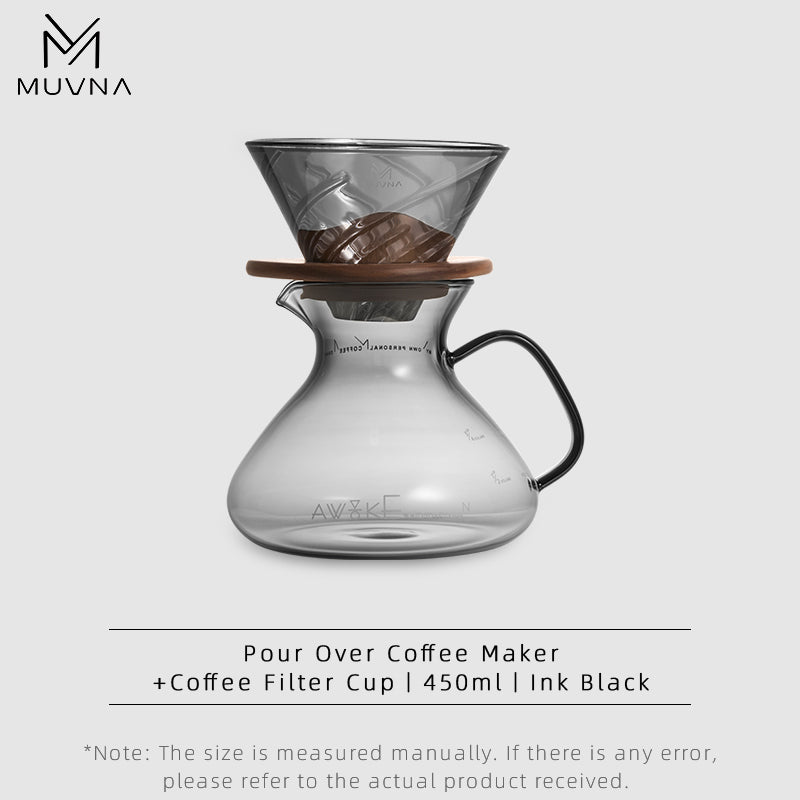 MUVNA Brew Coffee Filter Glass Camping Pour Over Coffee Maker