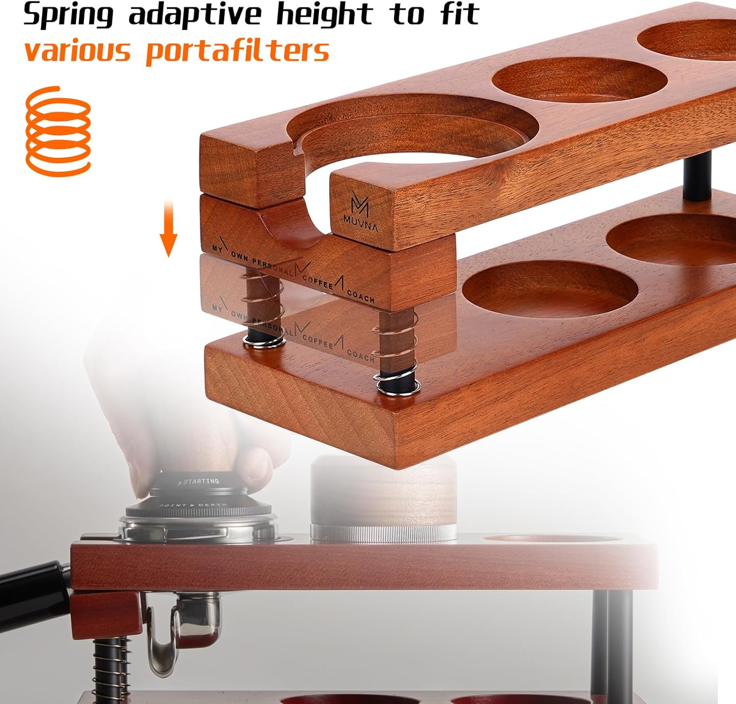MUVNA Coffee Tamper Station Base Spring-loaded