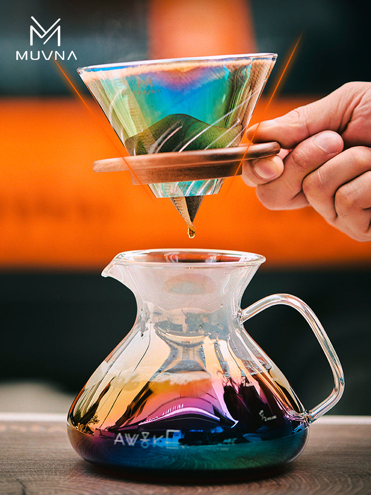 MUVNA Brew Coffee Filter Glass Camping Pour Over Coffee Maker