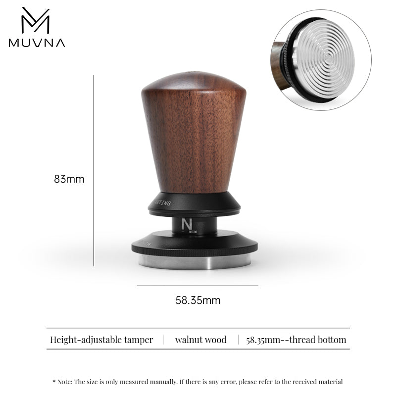 MUVNA Infinitely Adjustable Knob Espresso Powder Press