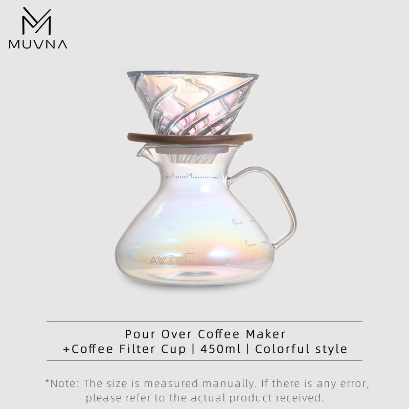 MUVNA Brew Coffee Filter Glass Camping Pour Over Coffee Maker