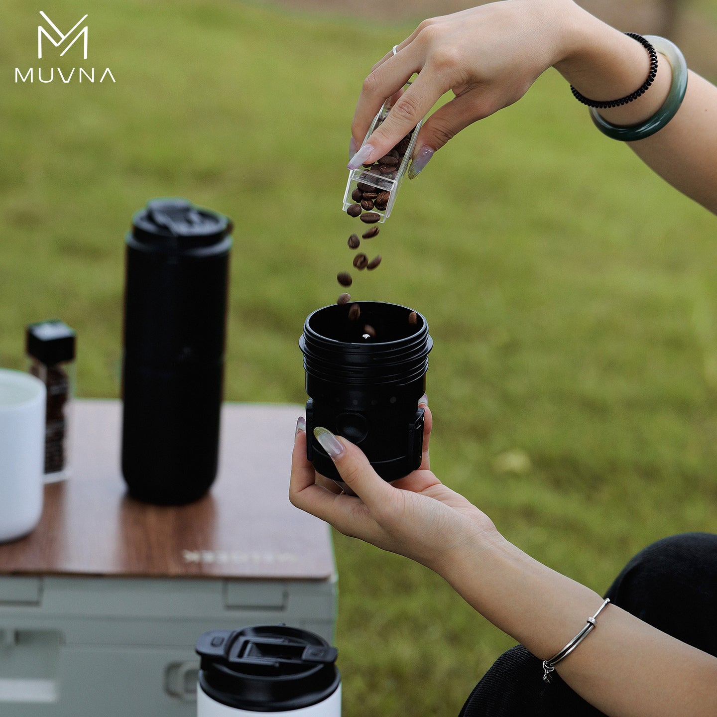 Muvna Portable Pour over Coffee Machine for outdoor travel &amp; Home,3-in-1 pour-over coffee dripper Portable electric grinder