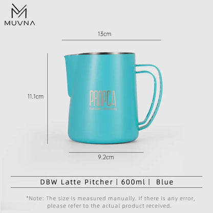 MUVNA DBW Latte Pitcher 600ml Sharp Spout LatteArt Pitcher milk jug barista selection.Ideal for home/camping/coffee shops