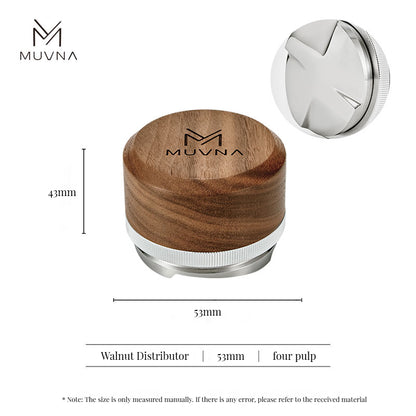 MUVNA Espresso Walnut Handle Stainless Steels Base Distributor