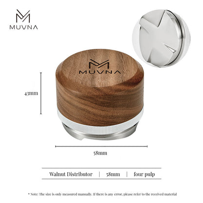 MUVNA Espresso Walnut Handle Stainless Steels Base Distributor