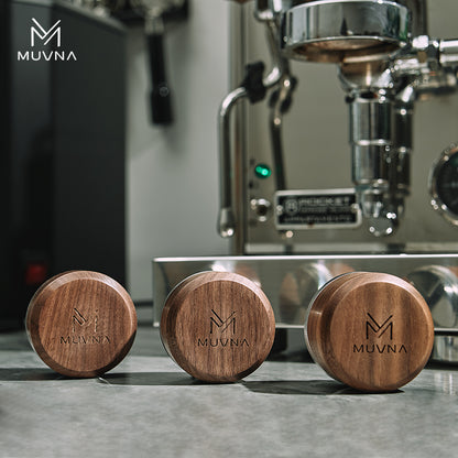 MUVNA Espresso Walnut Handle Stainless Steels Base Distributor Tamper