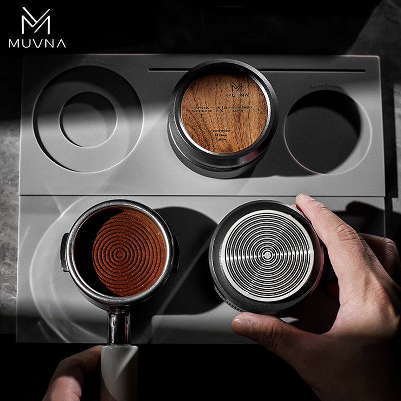 MUVNA Espresso Wooden Gravity Calibrated Tamper/Distributor