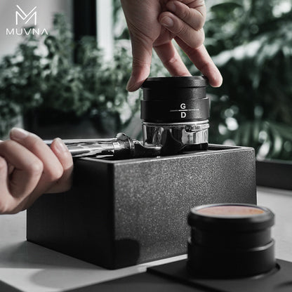 MUVNA Espresso Wooden Gravity Calibrated Tamper/Distributor