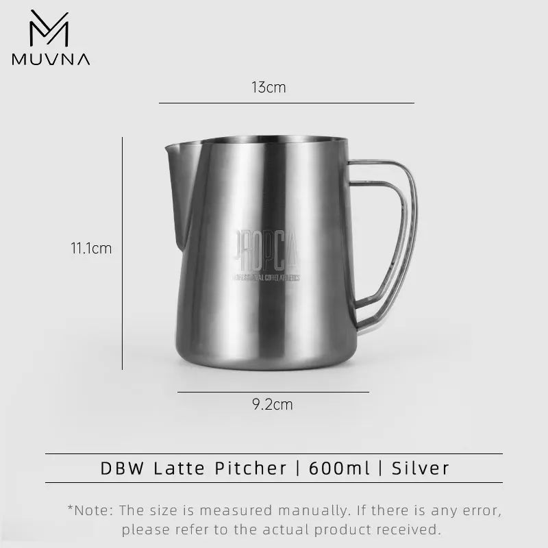 MUVNA DBW Latte Pitcher 600ml Sharp Spout LatteArt Pitcher milk jug barista selection.Ideal for home/camping/coffee shops