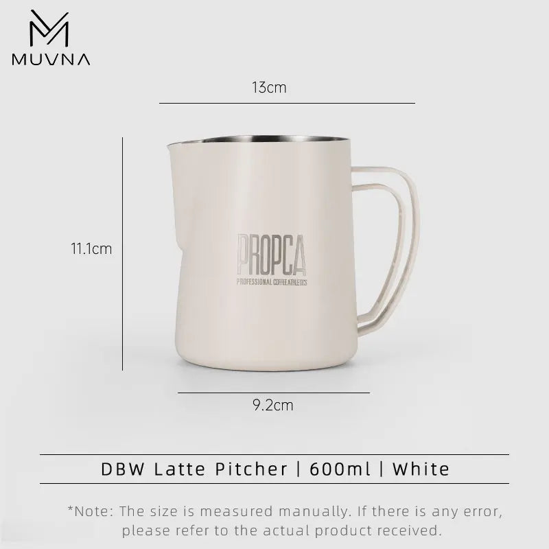 MUVNA DBW Latte Pitcher 600ml Sharp Spout LatteArt Pitcher milk jug barista selection.Ideal for home/camping/coffee shops