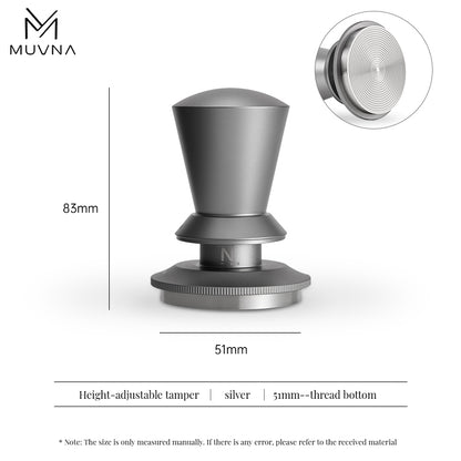 MUVNA Infinitely Adjustable Knob Espresso Powder Press
