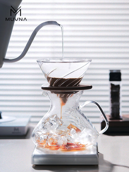 MUVNA Brew Coffee Filter Glass Camping Pour Over Coffee Maker